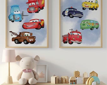 Cars Nursery wall Art: Playroom Car Themed Posters (Digital Download)