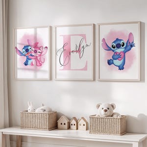 Personalized Stitch Wall Art, Stitch Nursery Poster: Set of 3 Prints (Digital Download