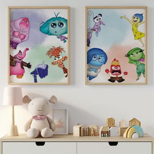 Inside out Wall Art Set of 2 Prints, Kids Room Decor, Playroom Wall Art Nursery, Inside out Themed Posters, Printable Digital Download
