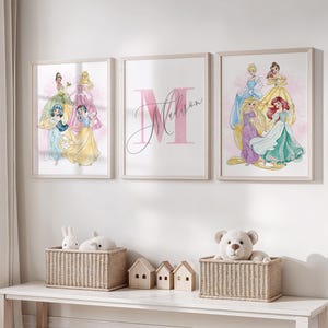 Personalized Princess Nursery Decor: Girls Room Wall Art Prints (Set of 3) (Digital Download