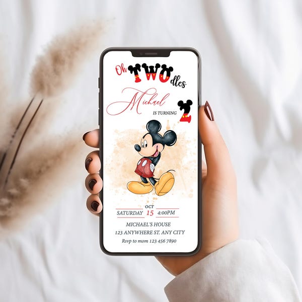 Editable Mickey Mouse Twodles Invitation: Boy's 2nd Birthday (Digital Download)