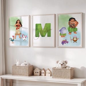 Personalized Princess Moana Nursery Decor: Set of 3 Prints (Digital Download)