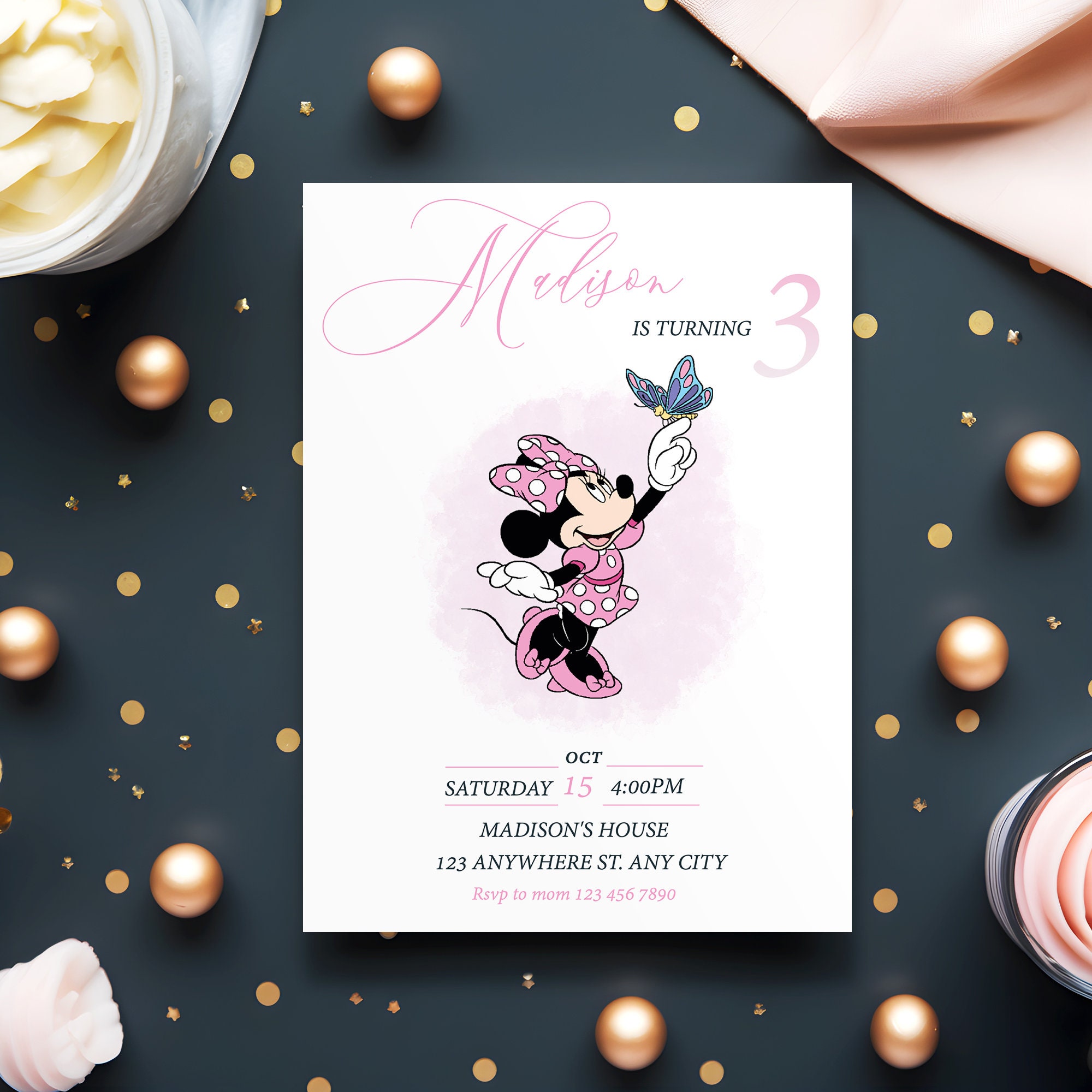 Editable Pink Minnie Mouse Birthday Invitation (printable) - Etsy