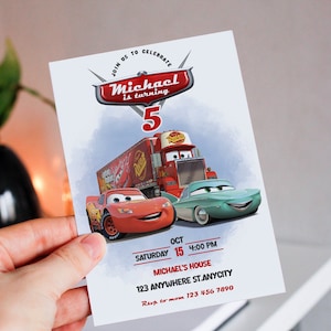 Lightning McQueen Birthday Invitation: Cars Theme (Digital Download)