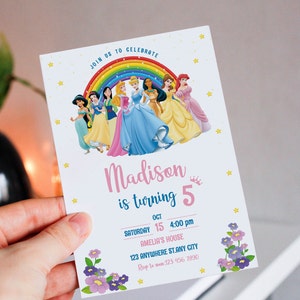 Princess Birthday Invitation Template: Girls Kids Party (Digital Download)