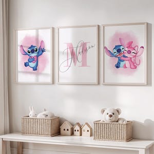 Personalized Stitch Nursery Decor: Set of 3 Kids Room Prints (Digital Download