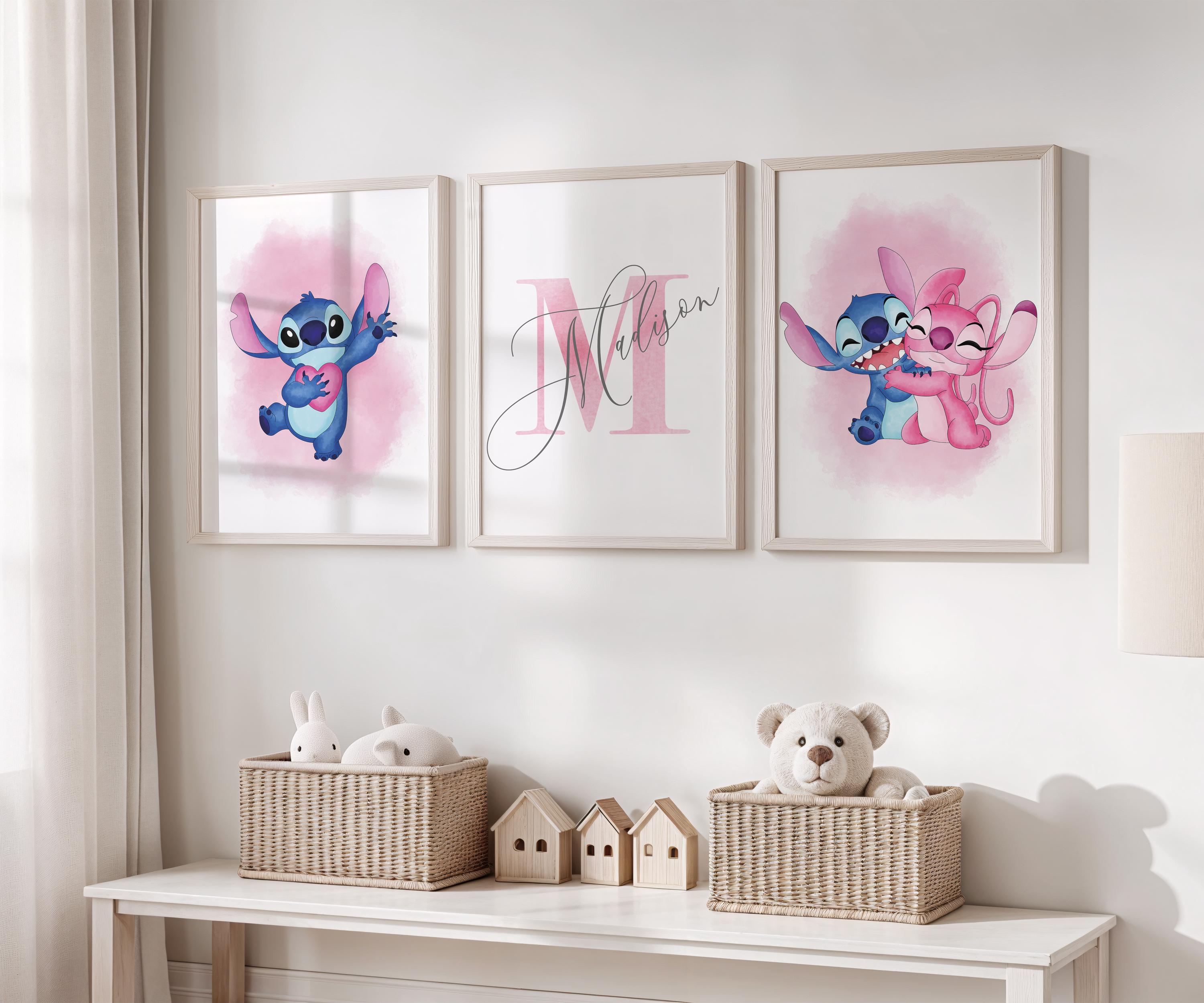 Personalized Stitch Nursery Decor: Set of 3 Kids Room Prints (Digital Download