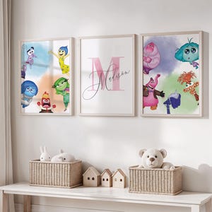 Personalized Inside Out Wall Art for Girls Room, Custom Name Inside Out Decor, Set of 3 Prints Kids Room Wall Art, Inside Out Nursery Decor