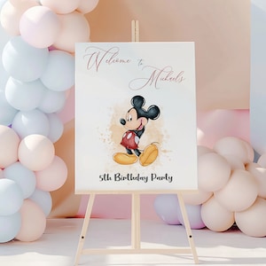 Editable Mickey Mouse Birthday Welcome Sign (Digital Download)