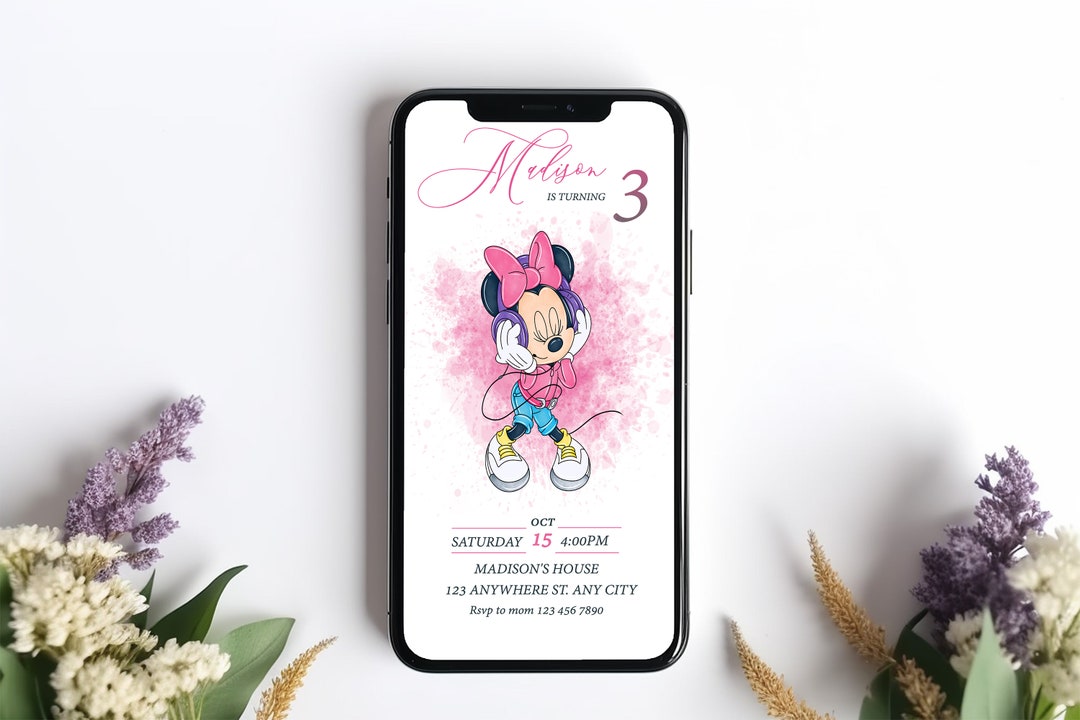 Editable Minnie Mouse Birthday Invitation Template (digital Download ...