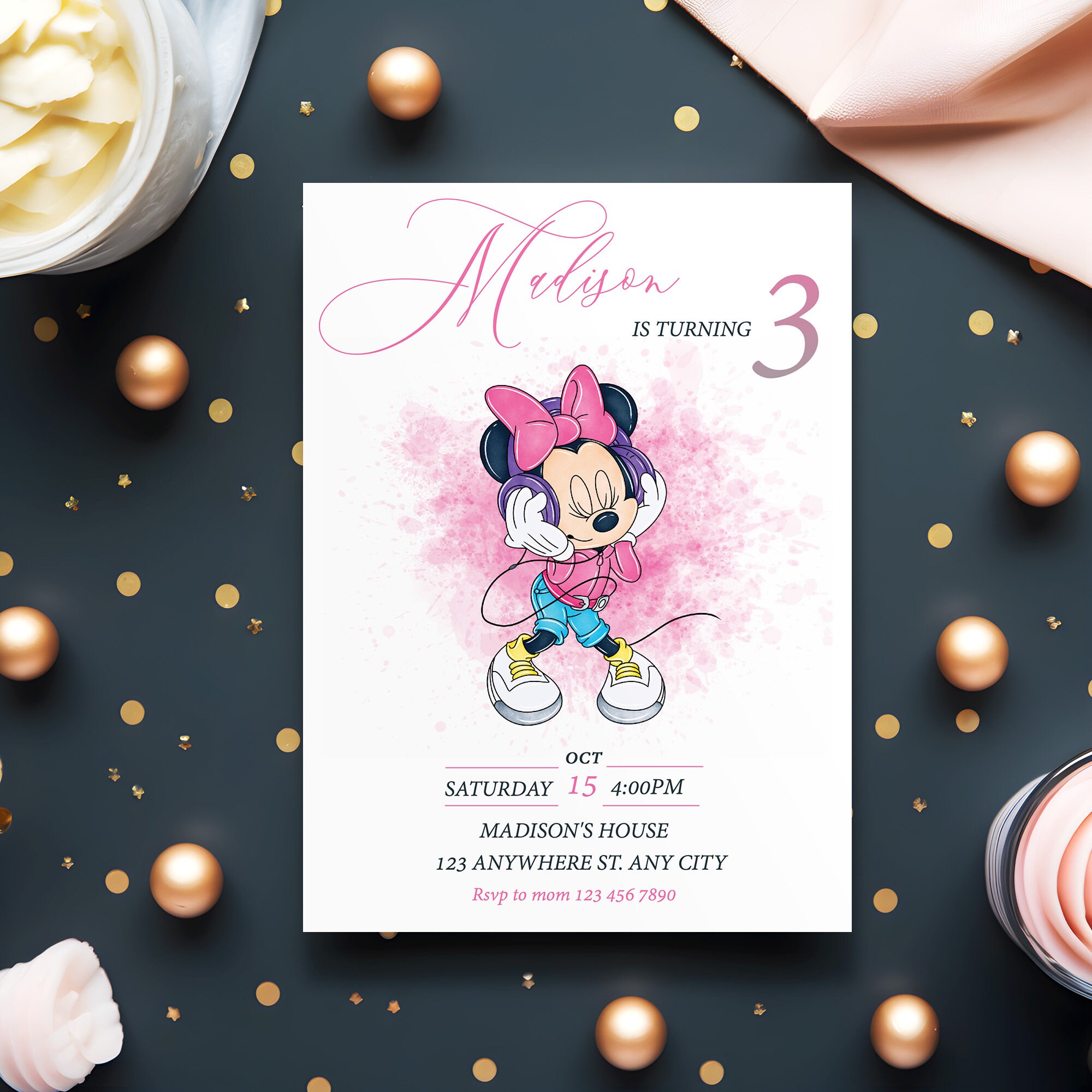 Editable Pink Minnie Mouse Birthday Invitation (digital Download) - Etsy