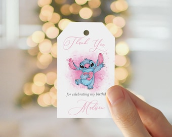 Stitch Birthday Favor Tags: Editable Thank You Gift Tags (Digital Download)