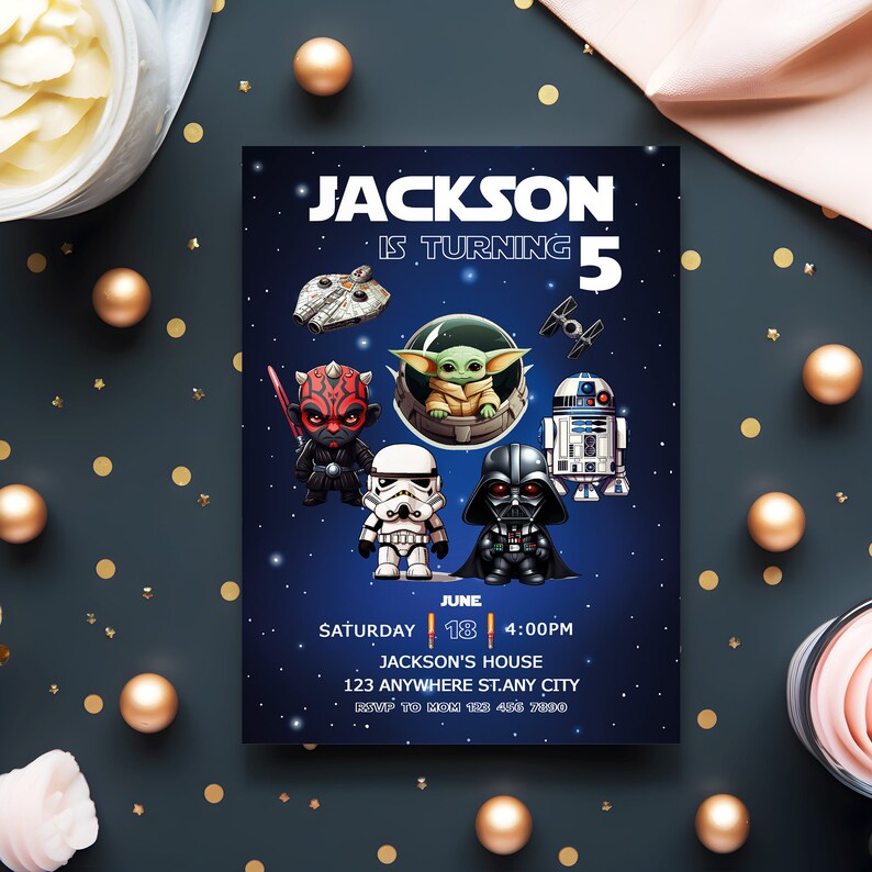 Editable Star Wars Birthday Invitation Template, Printable Birthday ...