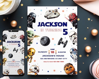 Star Wars Birthday Invitation Template: Printable Kids Party Invite (Digital)