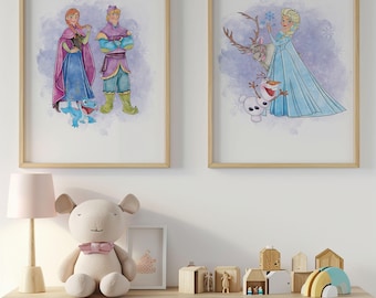 Frozen Wall Art Prints: Elsa and Anna Poster, Girls Room Decor (Digital Download)