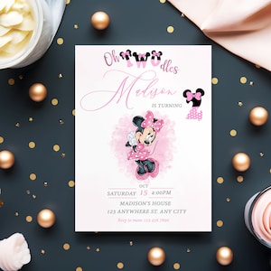 Invito Oh Twodles, invito di compleanno di Minnie per bambine, inviti di Minnie Mouse, invito modificabile di Minnie Mouse, Minnie Twodles, mm