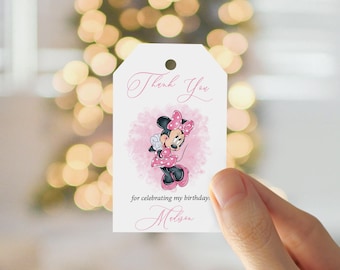 Minnie Mouse Birthday Thank You Tag: Editable Favor Tag (Digital Download)