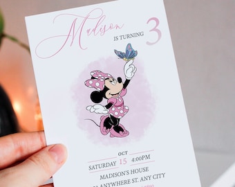 Editable Pink Minnie Mouse Birthday Invitation (printable) - Etsy