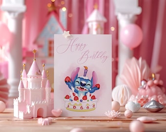 印刷可能なスティッチバースデーカード | 5x7折りたたみグリーティングカードテンプレート | インスタントデジタルダウンロード