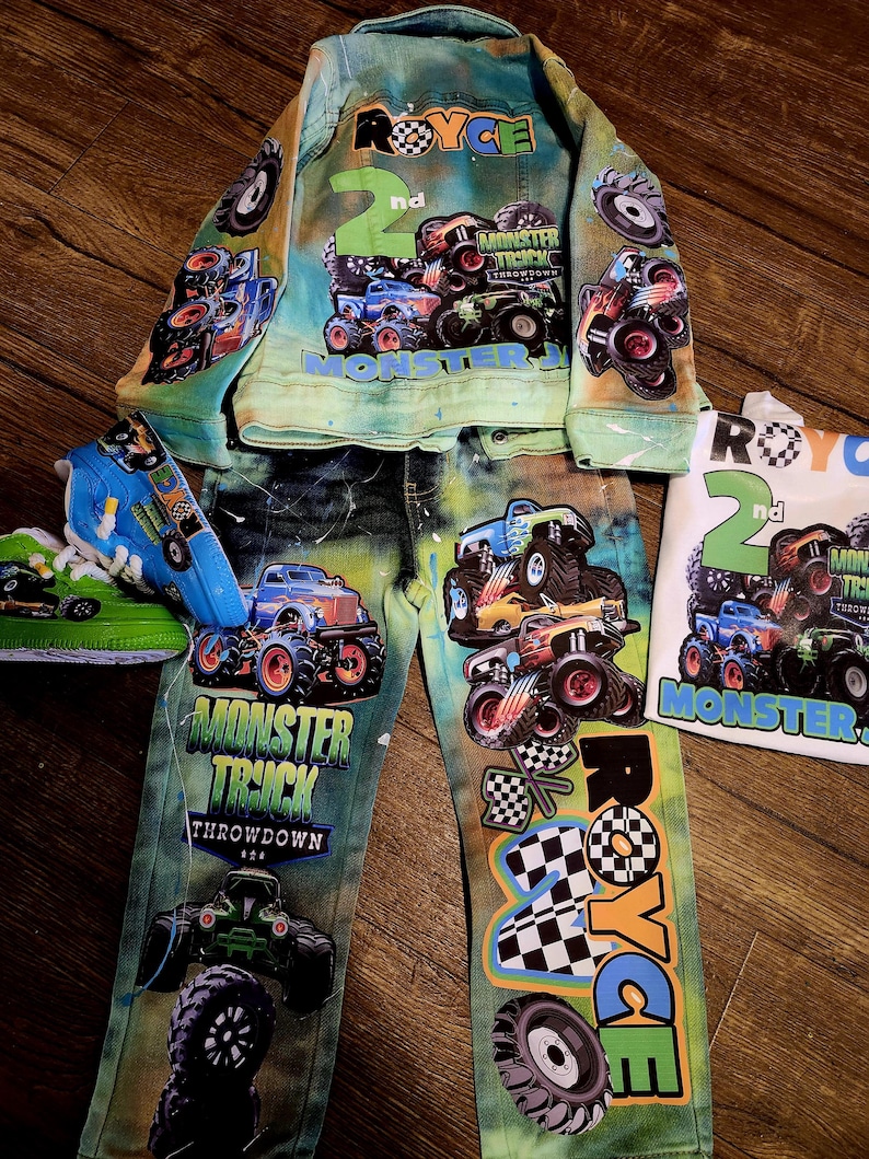 Monster Truck Printed T-shirt & Pant Set French Blue main image 0