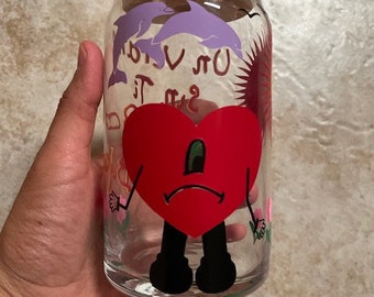 Glass Cup-16oz-with straw and lid