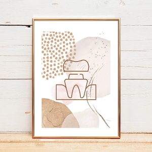 Crown Blush&Gold--Boho Dental Designs, Abstract Dental Art, Printable Dental Office Decor, Dental Instant Digital Download, Dent Drawing