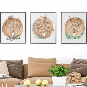 Ensemble de fleurs dentaires, 3 impressions numériques, conceptions dentaires Boho, art dentaire, décor de bureau dentaire imprimable, téléchargement numérique instantané dentaire