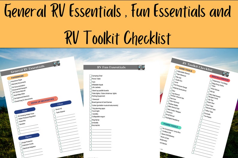 Most Essential Printable RV Checklists With 3 Cover Optionsgeneral RV