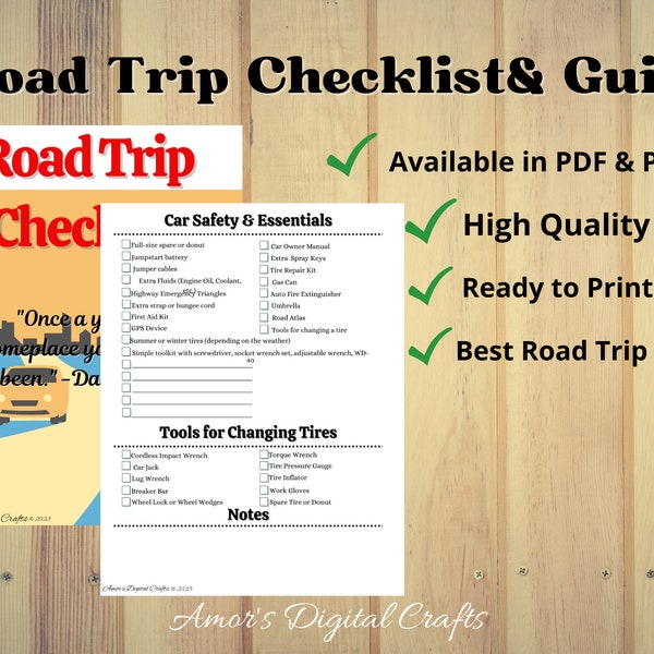 The Best Road Trip Guide & Checklists with 3 cover options(Car Essentials, Safety, Traveling with Pets and Kids, Places to Sleep and Shower)