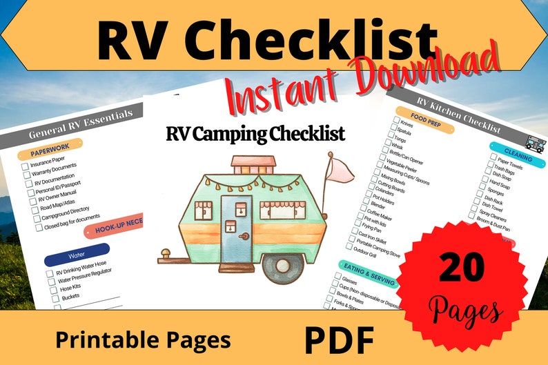 Most Essential Printable RV Checklists With 3 Cover Optionsgeneral RV