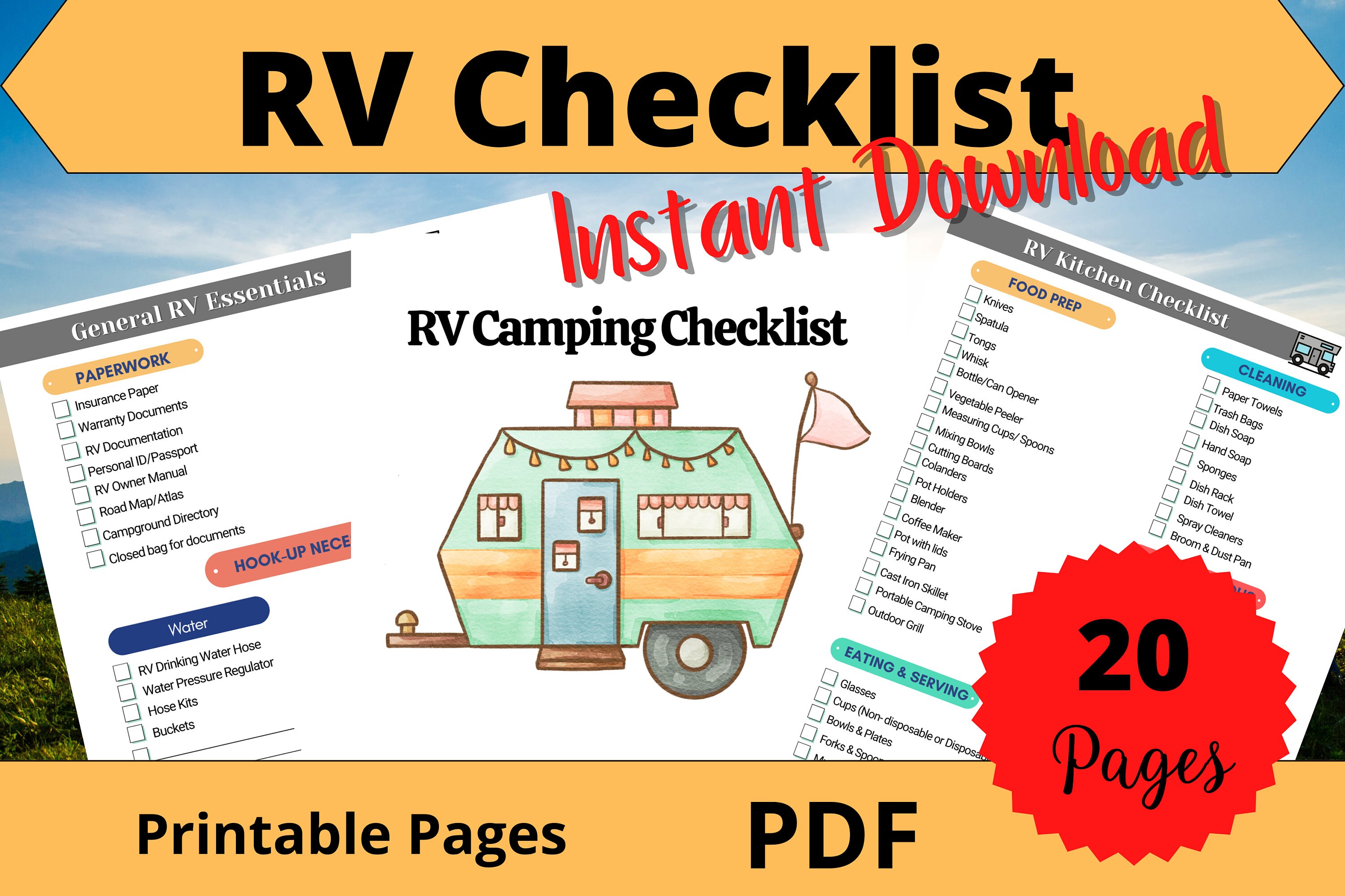 Most Essential Printable RV Checklists With 3 Cover Options(general RV ...