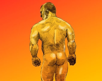 Sunset nude man - Print