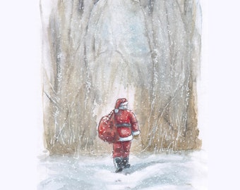 Santa Forest Print A4