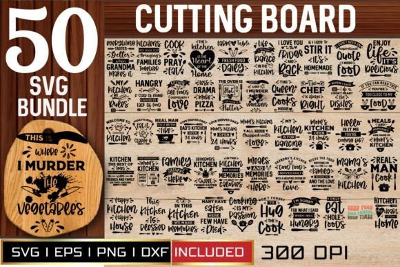 50 Cutting Board SVG Bundle , Cutting Board Svg , Chopping Board Svg ...