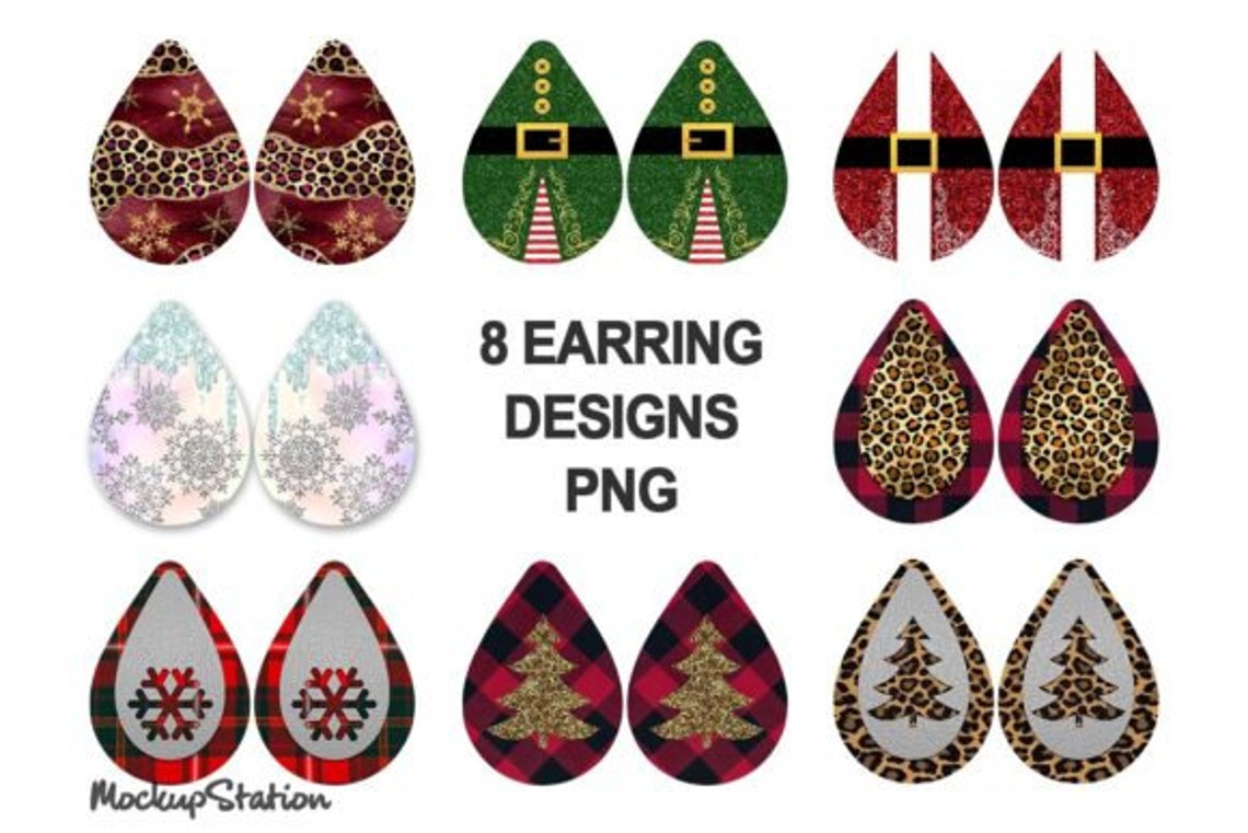 Christmas Earrings SVG Bundle Digital PNG Filesublimation - Etsy