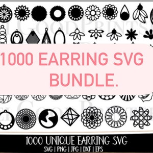 Earring SVG bundle , + 1000 Earrings Cut files , Leather Earring Svg , Earring Cricut Files  - Png - Eps, Ai , Earring Cut file downoald