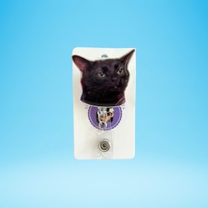 Zoned Out Black Cat Meme Badge Reel: Handmade