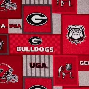 Handmade double sided collegiate buffalo plaid fleece UGA Georgia Bulldog throw 52 x 60 inches perfect for Gameday, dorm, or home. 125 each