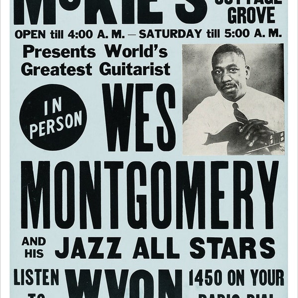 Wes Montgomery 1965 - Concert Poster print - redPlanetGraphics