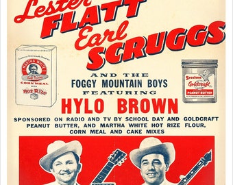 Flatt and Scruggs - Musique bluegrass - Affiche de concert imprimée - redPlanetGraphics