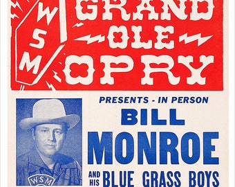 Bill Monroe and his Bluegrass Boys - Concert Poster print - redPlanetGraphics