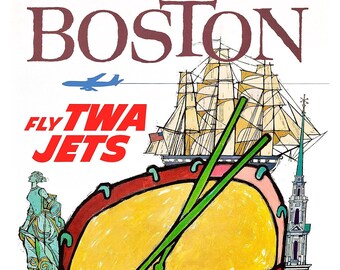 Boston - impression vintage d’affiches de voyage - redPlanetGraphics