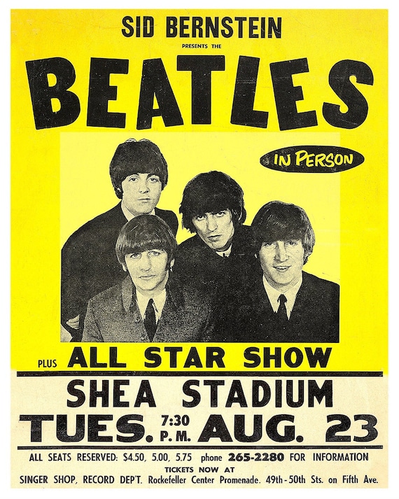 The Beatles at Shea Stadium 1966 - Concert Poster Print
