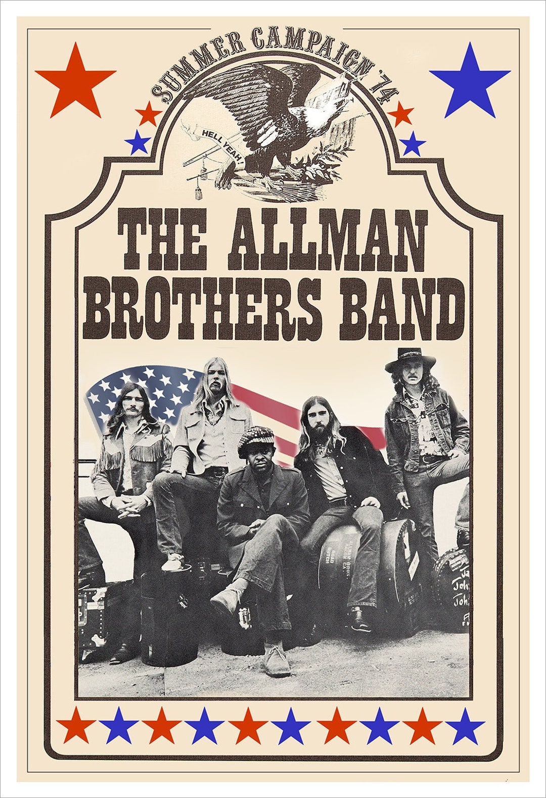 The Allman Brothers Band - 1974 - Concert Poster Print