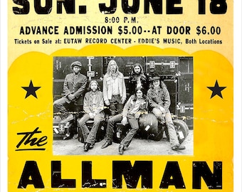 The Allman Brothers Band - 1972 - Concert Poster print - redPlanetGraphics