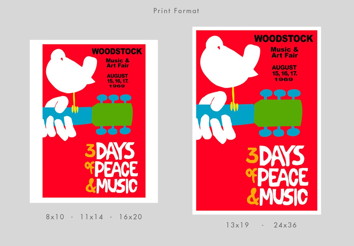 Woodstock 1969 Concert Poster Print Redplanetgraphics - Etsy