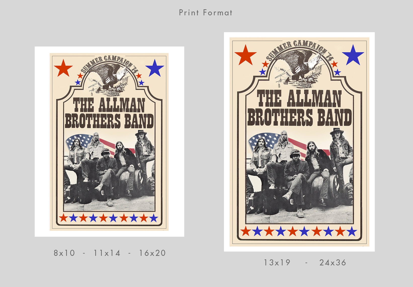 The Allman Brothers Band - 1974 - Concert Poster Print