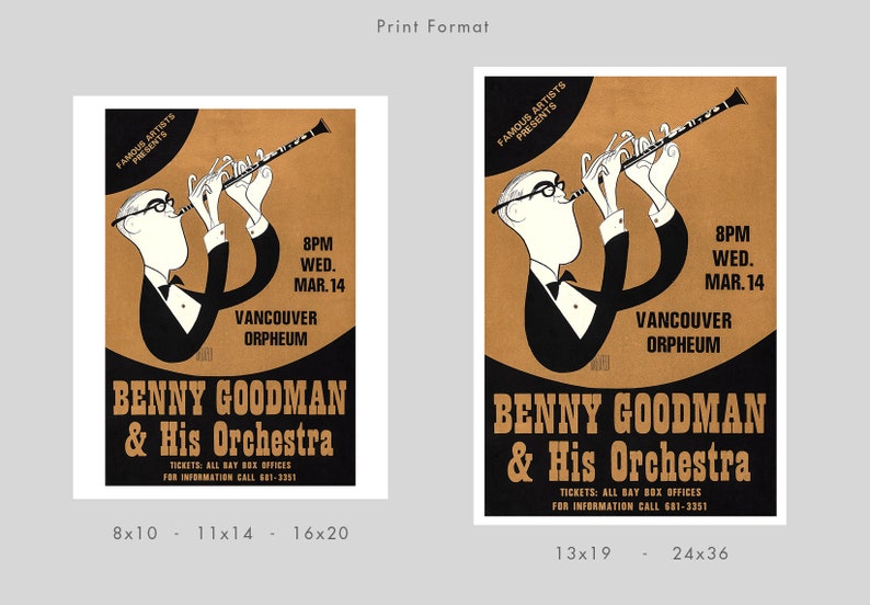 Benny Goodman Big Band Jazz Concert Poster print redPlanetGraphics image 2