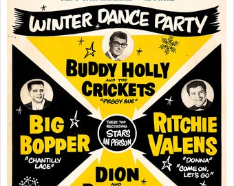 Buddy Holly and the Crickets 1959 - Concert Poster print - redPlanetGraphics