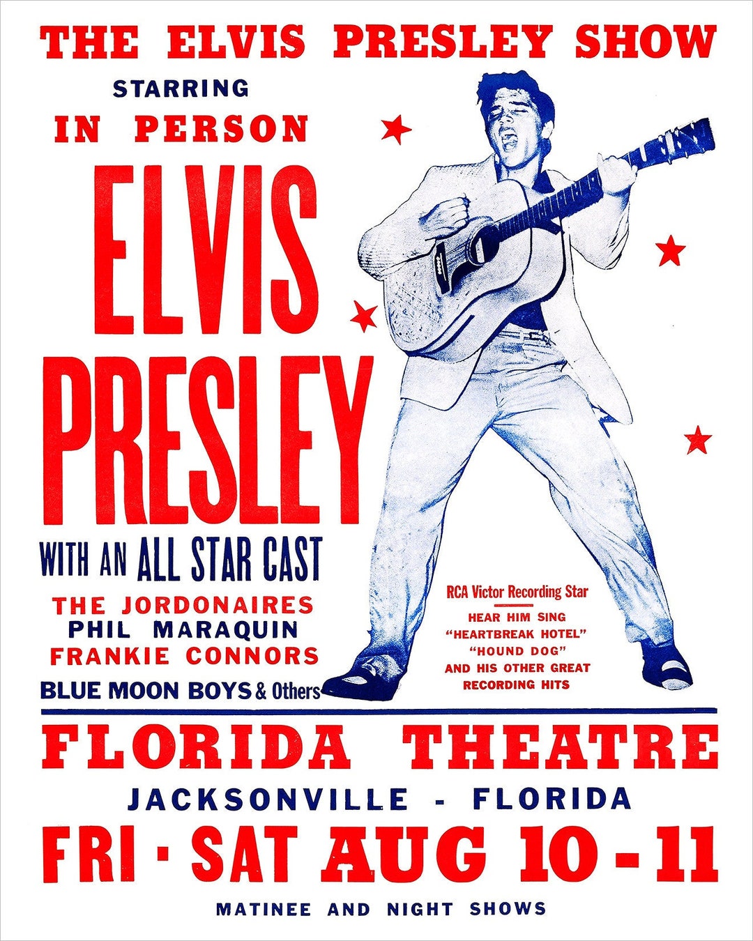 Elvis Presley 1956 Concert Poster Print Redplanetgraphics